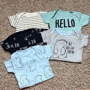 Baby Onesies Set with Fun Prints- size 0-3 months.